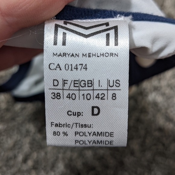 Maryan Mehlhorn navy cream polka dot bikini top 8/D - Picture 8 of 9